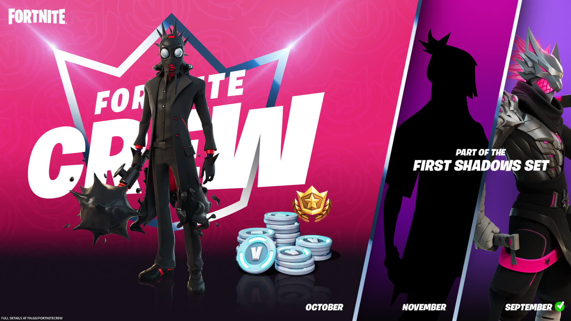 Fortnite Crew for October includes the second of The First Shadows EGM
